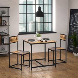 Table Fyrk bois antique/noir Noir - Marron - Bois manufacturé - 80 x 76 x 80 cm