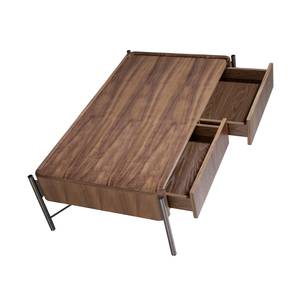 Table basse rectangle en noyer et acier Marron - Bois manufacturé - 120 x 38 x 70 cm