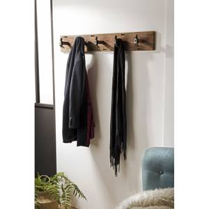 Wandgarderobe mit 5 Haken aus Teakholz Braun - Massivholz - 13 x 15 x 100 cm