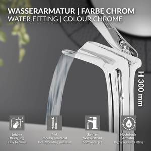 Waschtischarmatur Wasserfall Silber - Metall - 6 x 30 x 16 cm