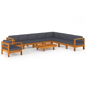 Garten-Lounge-Set (10-teilig) 3006534-14 Grau - Massivholz - Holzart/Dekor - 60 x 25 x 100 cm