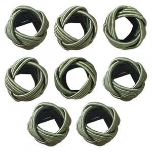8 ronds serviette vert avec tressage Vert - Textile - 5 x 5 x 5 cm