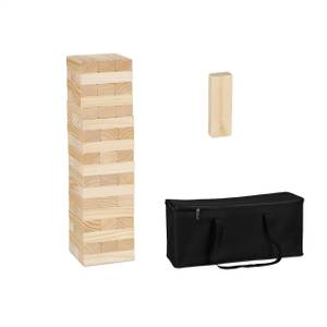 XL Wackelturm Holz Schwarz - Braun - Holzwerkstoff - Textil - 17 x 63 x 17 cm