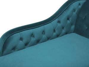 Chaiselongue NIMES Blau - Eiche Dunkel - Petrol - Armlehne davorstehend links - Ecke davorstehend rechts - Textil