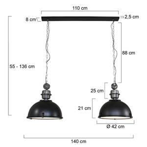 Suspension Bikkel Acier / Verre - Noir - Nb d'ampoules : 2