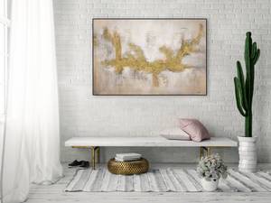 Tableau peint Dragon's Round Dance Doré - Bois massif - Textile - 120 x 80 x 4 cm