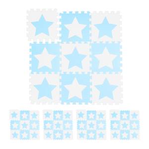 45 x Puzzlematte Sterne weiß-blau Hellblau - Weiß