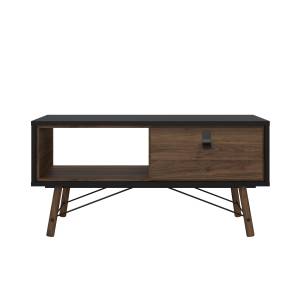 Table basse Rye Noir - En partie en bois massif - 102 x 50 x 48 cm