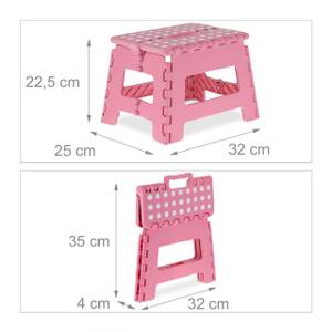 Tabouret pliable rose Rose foncé - Blanc - Matière plastique - 35 x 22 x 28 cm