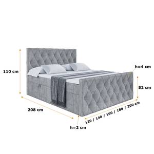 ALTDECOR Boxspringbett mit Topper - AMAY Hellgrau - Breite: 180 cm - H3