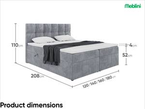 Boxspringbett Raco Grau - Breite: 160 cm - H4