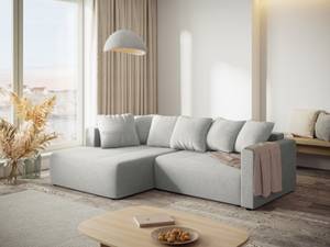 Schlaf-Ecksofa mit Box ELIE 4 Sitzplätze Silber