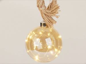 Weihnachtskugel LED mit Schnürchen Beige - Glas - 12 x 95 x 12 cm