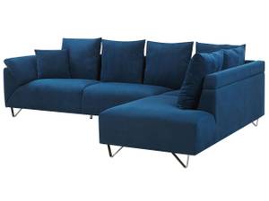 Ecksofa LUNNER Blau - Marineblau - Silber