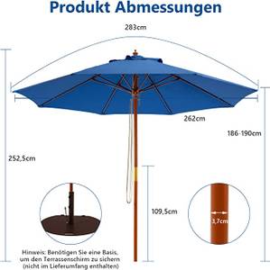 Sonnenschirm 260 cm, Gartenschirm Blau - Kunststoff - 262 x 253 x 262 cm
