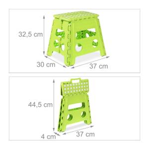 Tabouret pliable vert Vert - Blanc - Matière plastique - 37 x 30 x 29 cm