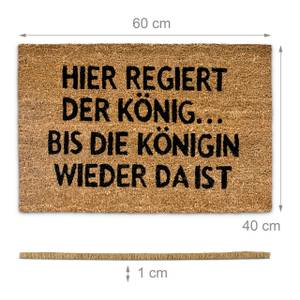 Fußmatte Kokos KÖNIGIN Schwarz - Braun - Naturfaser - Kunststoff - 40 x 1 x 60 cm