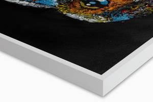 Tableau peint Ornamental Toucan Noir - Bois massif - Textile - 90 x 60 x 4 cm