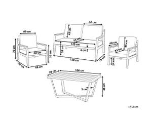 Sitzgruppe DELIA 4-tlg Schwarz - Braun - Grau - Metall - 128 x 70 x 79 cm