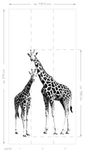 Fototapete Giraffen Schwarz - Naturfaser - Textil - 140 x 279 x 279 cm