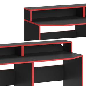 Bureau ordinateur Kron noir/rouge Set 4 Noir - Rouge - Bois manufacturé - 60 x 87 x 60 cm