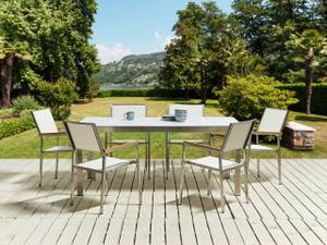 Gartenset COSOLETO 7-tlg Marmor Weiß Dekor - Silber - Weiß - 6er Set