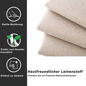 Stauraumbett Juna Beige - Holzwerkstoff - Metall - Massivholz