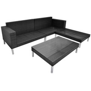 Canapé de jardin (lot de 4) 294024 Noir - Métal - Polyrotin - 68 x 29 x 100 cm