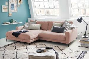 Ecksofa CARA Cord Pink - Ecke davorstehend links