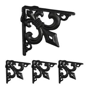 Équerre étagère murale lot de 4 noir Noir