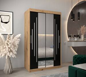 Armoire à portes coulissantes york 1 Noir - Imitation chêne - Largeur : 120 cm - 2 porte