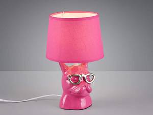 Lustige Nachttischlampe Hundelampe Pink Pink - Keramik - Textil - 18 x 29 x 18 cm