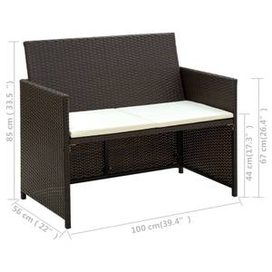 vidaXL 2-Sitzer-Gartensofa mit Polstern Braun - Polyrattan - 100 x 85 x 100 cm