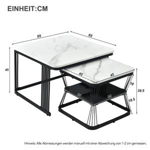 Couchtisch MARBEve Ⅱ (2er Set) Schwarz - Weiß - Holzwerkstoff - Metall - Kunststoff - 65 x 45 x 65 cm