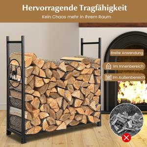 Kaminholzregal ZB33470 Schwarz - Metall - 38 x 117 x 121 cm