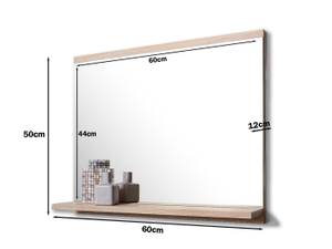 Badezimmer Wandspiegel mit ablage Eiche Braun - Holz teilmassiv - 60 x 50 x 12 cm