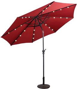 Ø300cm LED Sonnenschirm Rot - Kunststoff - 300 x 245 x 300 cm