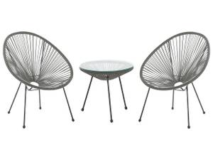 Bistro Set ACAPULCO II 3-tlg Schwarz - Dunkelgrau - Grau