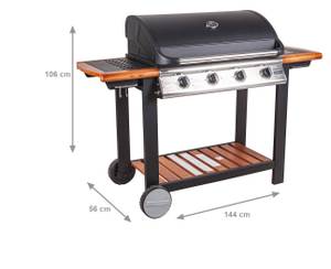 4-Flammen-Gasgrill Schwarz - Metall - 144 x 106 x 56 cm