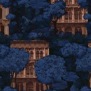 Papier Peint Architecture Romaine Bleu - Papier - 200 x 250 x 1 cm