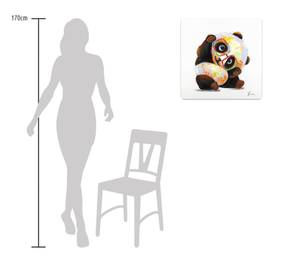Acrylbild handgemalt Hipster Panda Massivholz - Textil - 60 x 60 x 4 cm