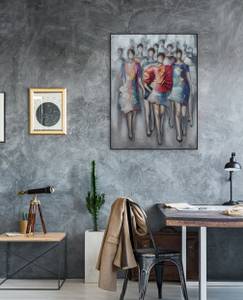 Acrylbild handgemalt Power Walk Grau - Massivholz - Textil - 75 x 100 x 4 cm
