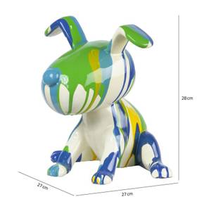 statue chien assis peinture bleu/vert Porcelaine - 27 x 28 x 27 cm