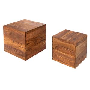 Beistelltische MAKASSAR 2er Set Braun - Massivholz - Holzart/Dekor - 40 x 40 x 40 cm