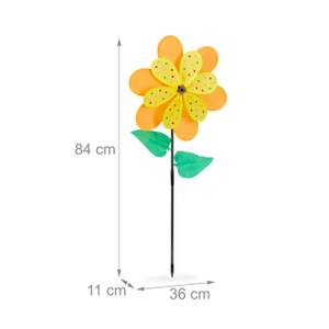 Doppel Windrad Blume Grün - Orange - Gelb - Kunststoff - Textil - 36 x 84 x 11 cm