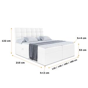 Boxspringbett BRUGO Hochglanz Weiß - Breite: 120 cm - H4