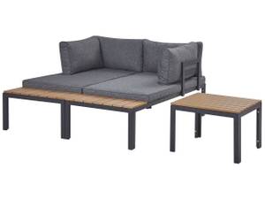 Lounge Set PIENZA 3-tlg Schwarz - Braun - Grau - Kunststoff - 238 x 76 x 168 cm