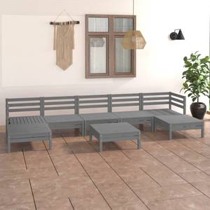 Garten-Lounge-Set Grau - Massivholz - Holzart/Dekor - 64 x 29 x 64 cm