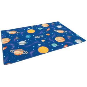 Kinder Spiel Teppich Weltall Blau 100 x 100 cm