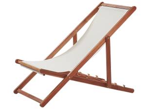 Chaise longue ANZIO Blanc crème - Chêne foncé - Blanc